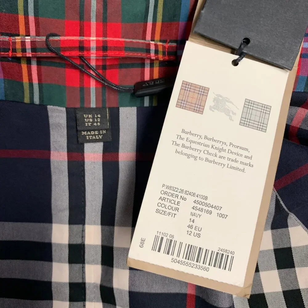 BURBERRY Size L Multi Color Cotton Plaid Belted Trench Coat - Picture 9 of 12